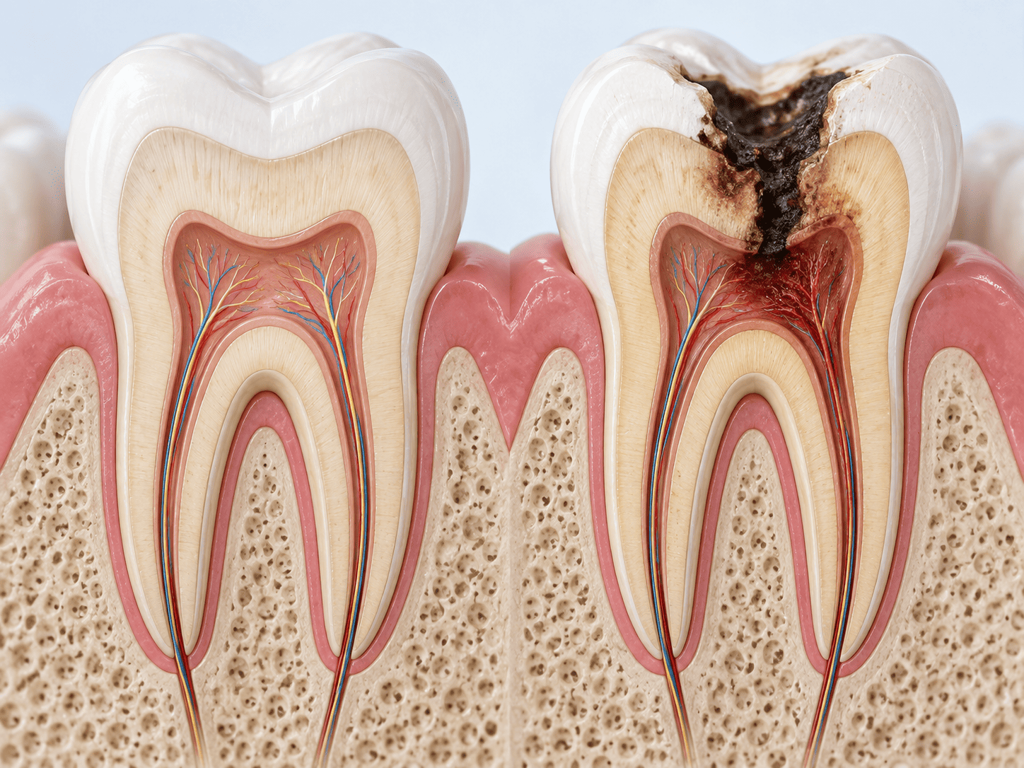 Tooth decay and cavity causing sudden tooth pain